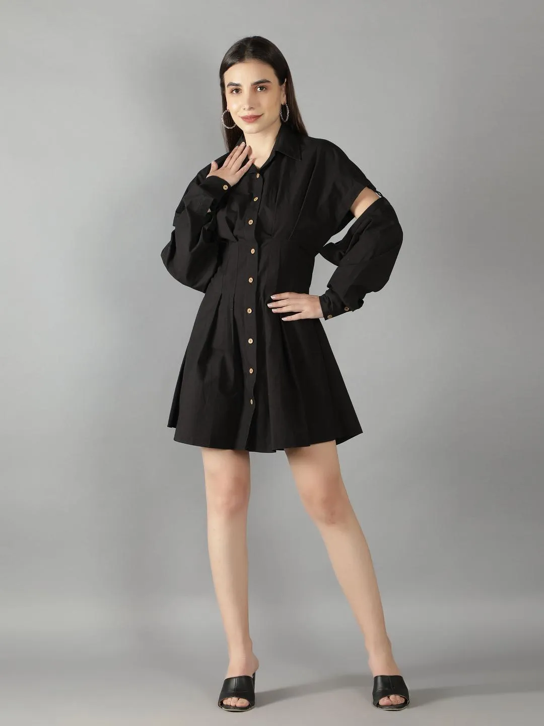 Black Onyx Sleeve Cut Out Dress