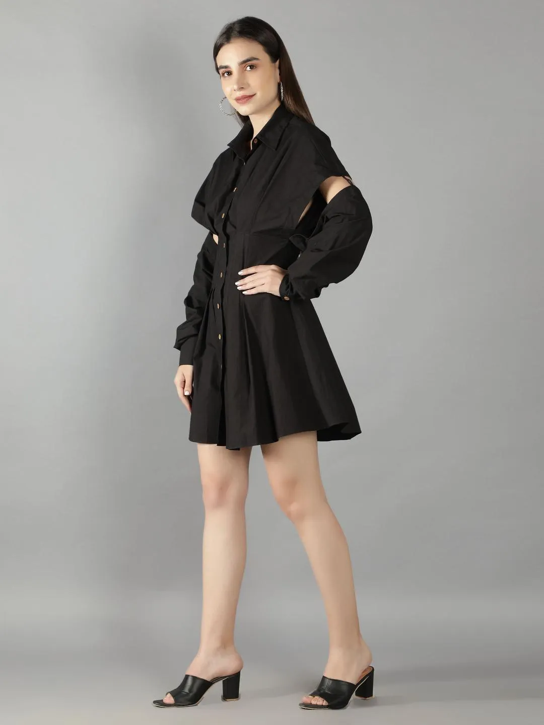Black Onyx Sleeve Cut Out Dress
