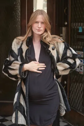 Black Silver Fur Coat