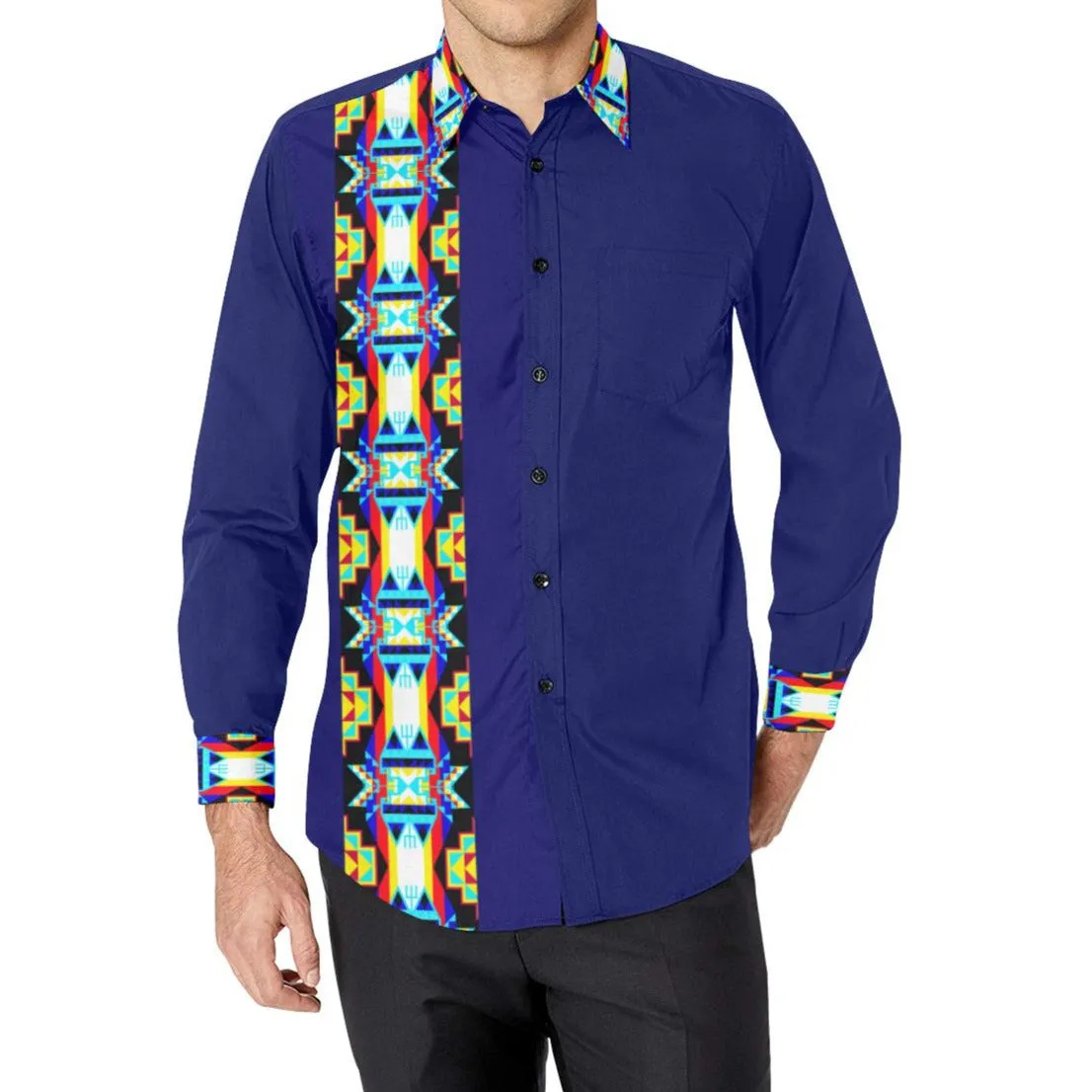 Blue Blanket Strip Dress Shirt