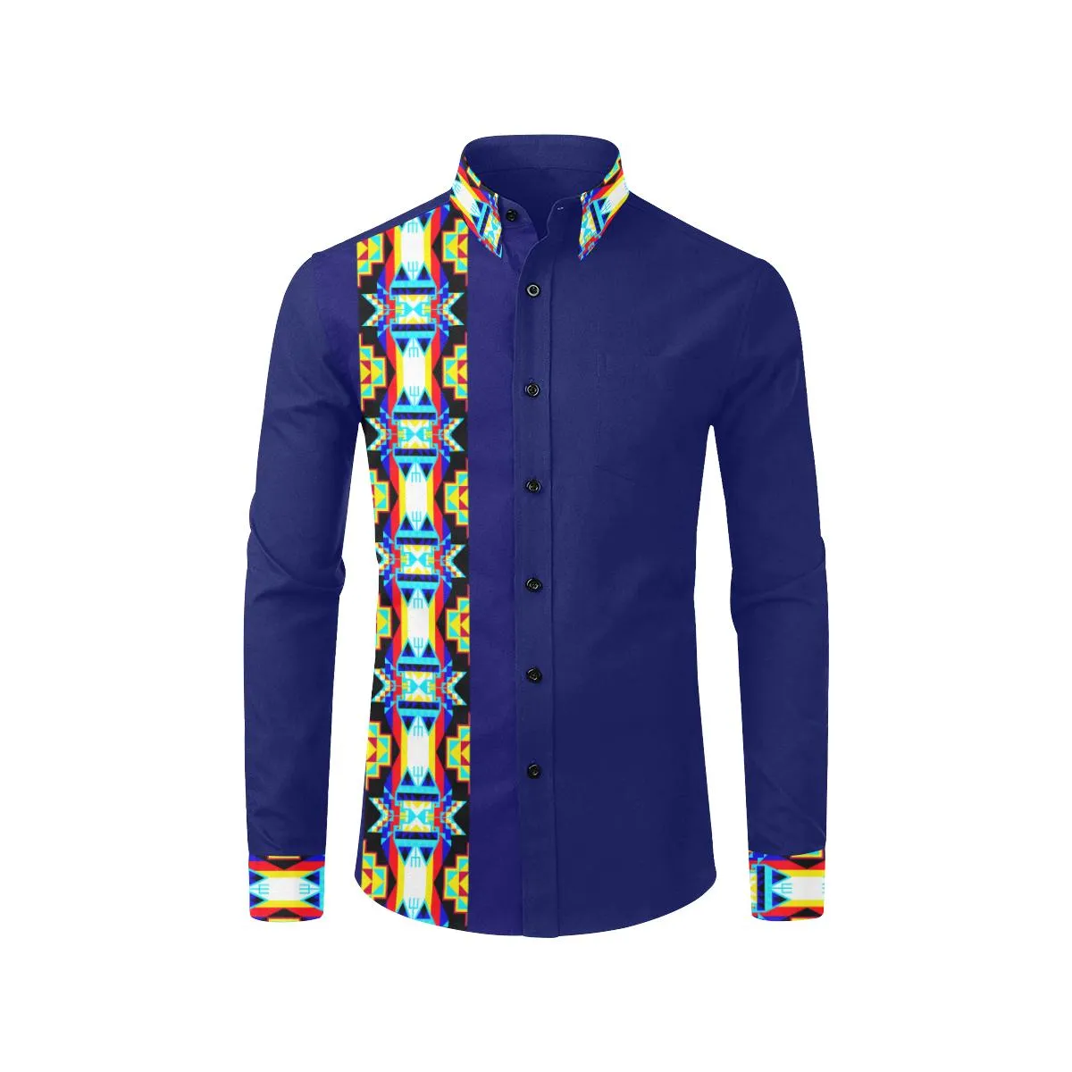 Blue Blanket Strip Dress Shirt