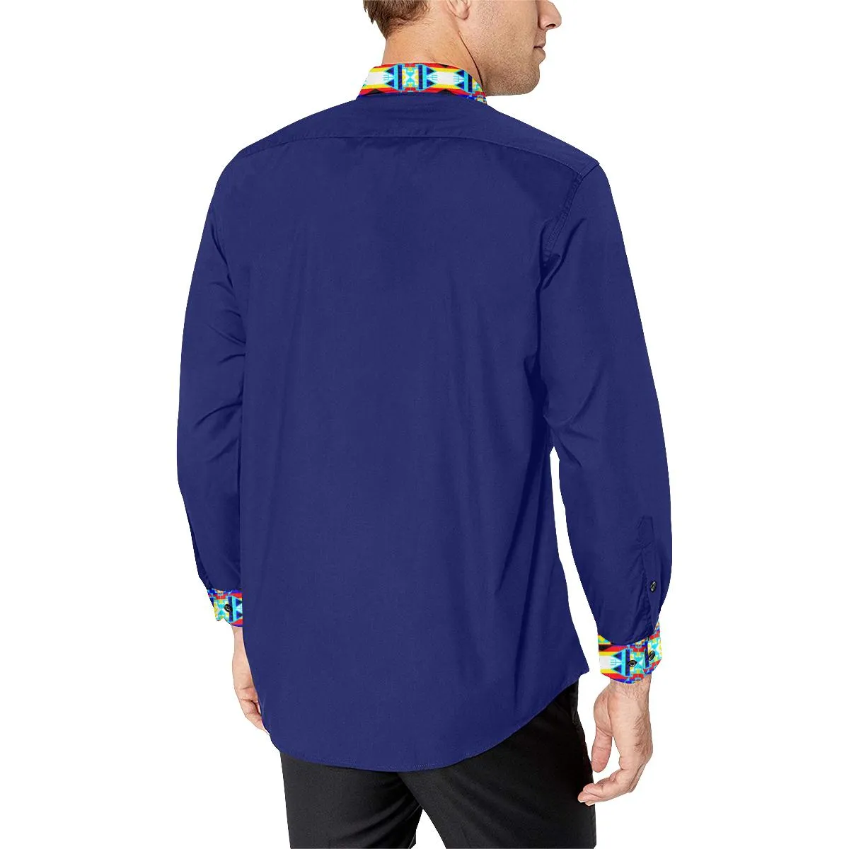 Blue Blanket Strip Dress Shirt
