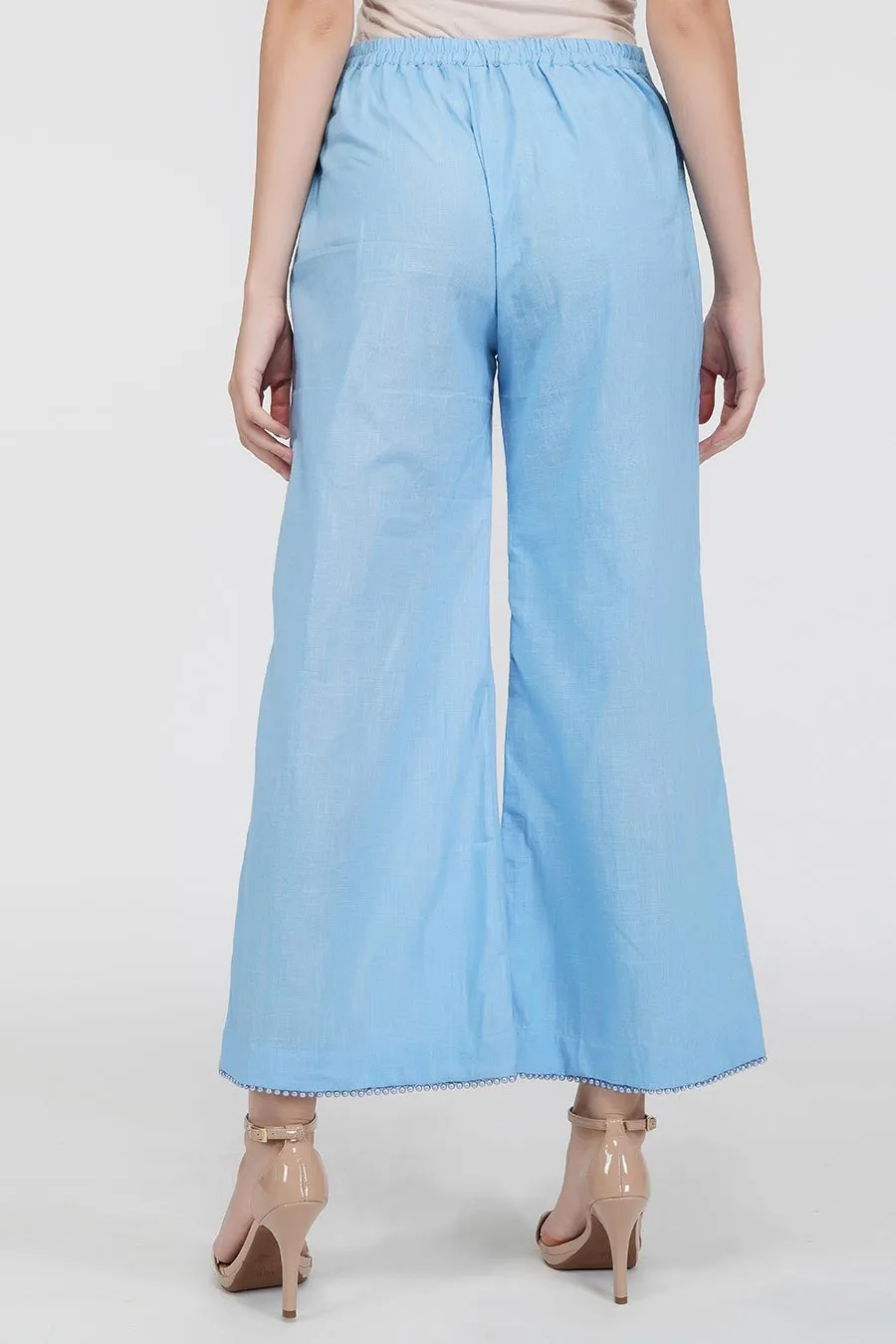 Blue High-Low Kurta & Pants Set