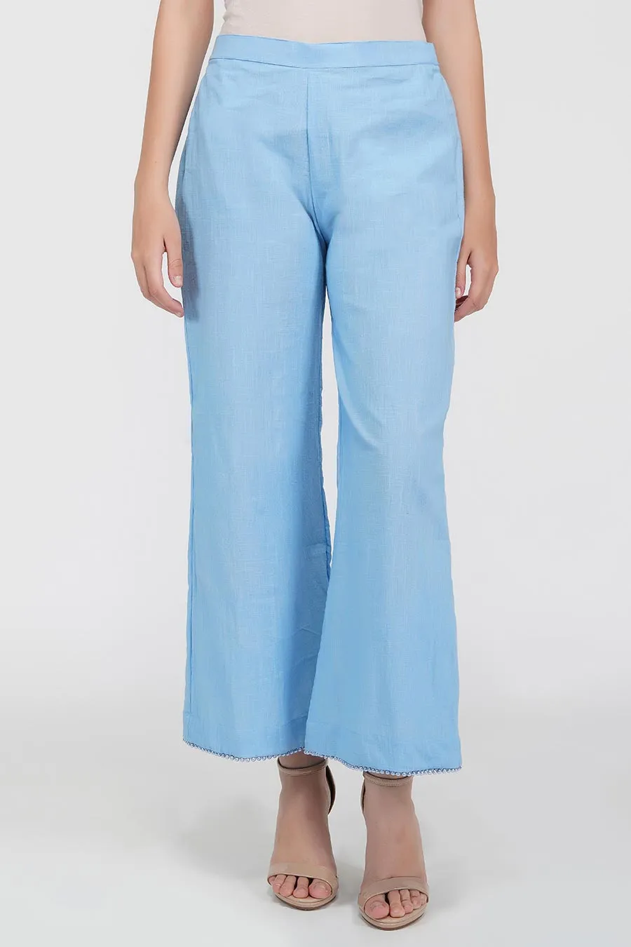 Blue High-Low Kurta & Pants Set