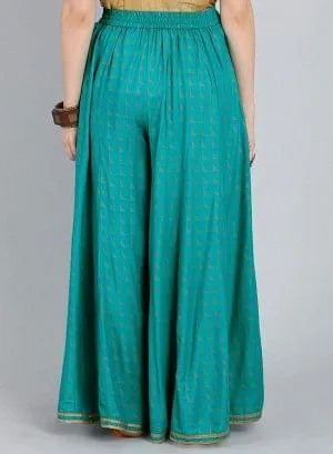 Blue Printed Flared Pants