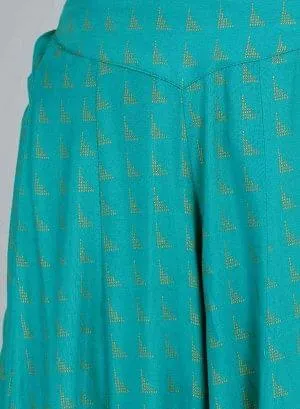 Blue Printed Flared Pants