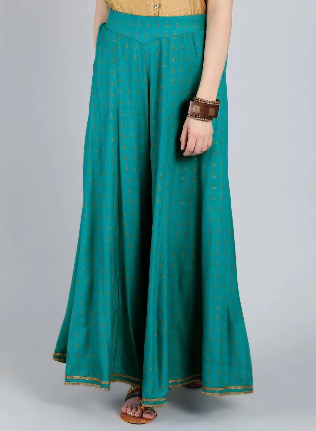 Blue Printed Flared Pants