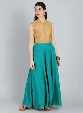 Blue Printed Flared Pants