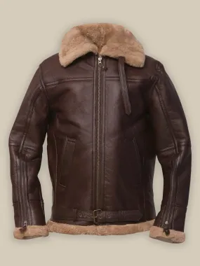 Brown Sheepskin Bomber Leather Jacket
