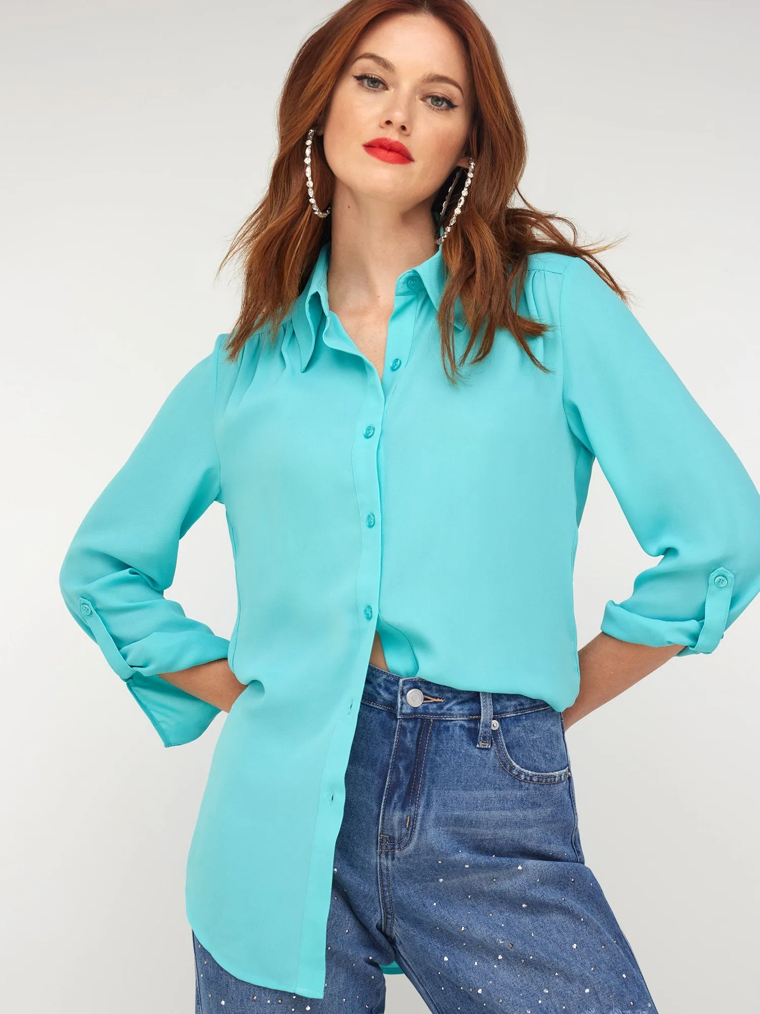 Button-Front Tunic Shirt