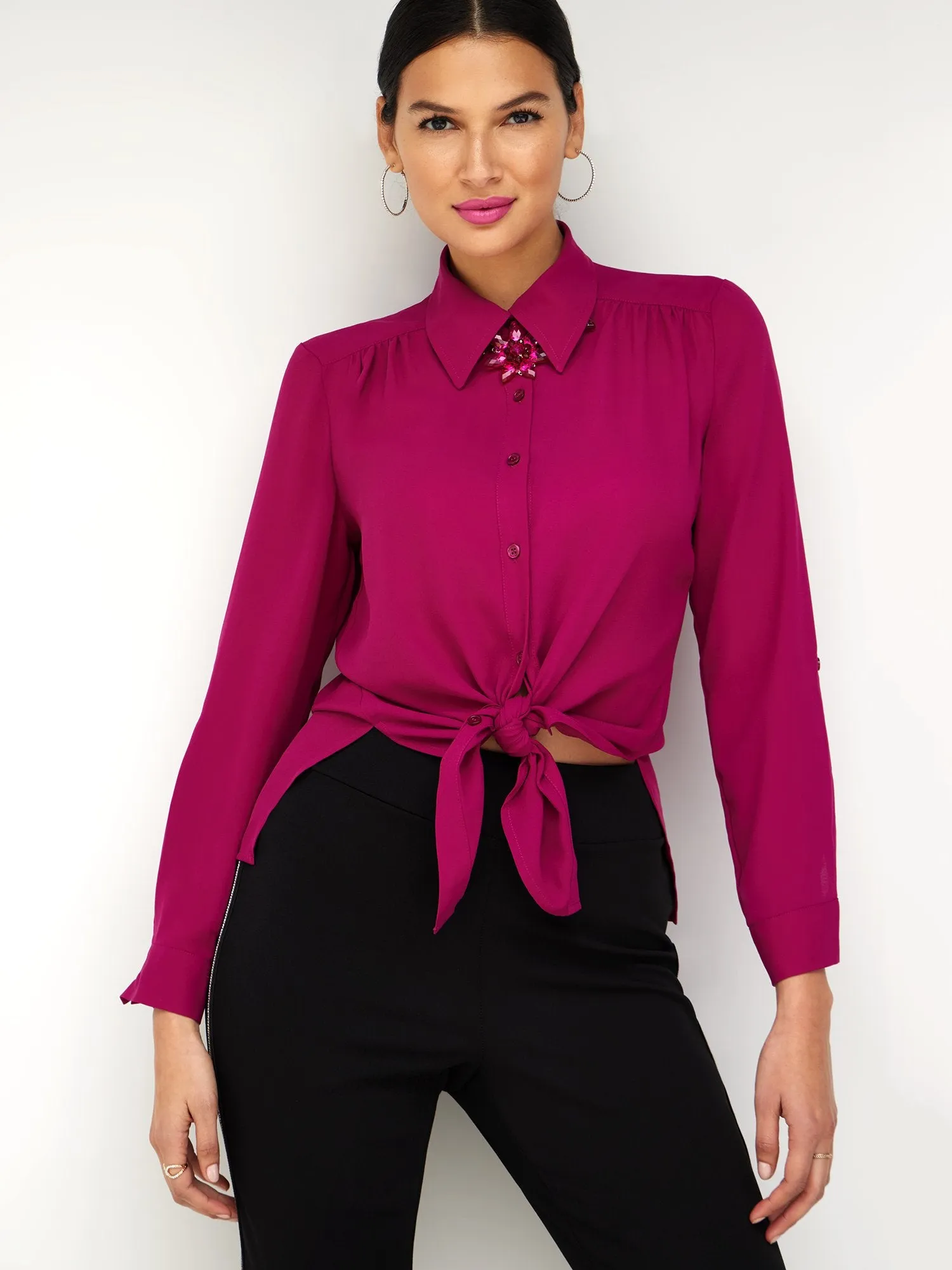 Button-Front Tunic Shirt