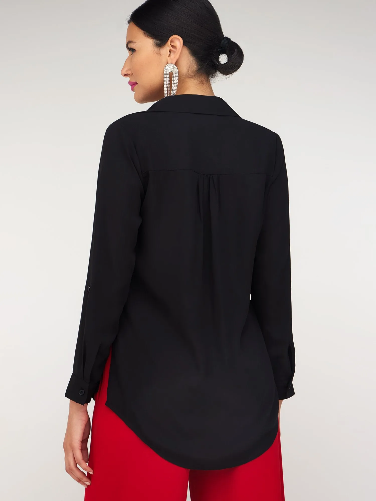 Button-Front Tunic Shirt