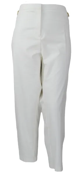 Calvin Klein Women's Plus Size Gold Zip Detail Ankle Pants White Size 24W