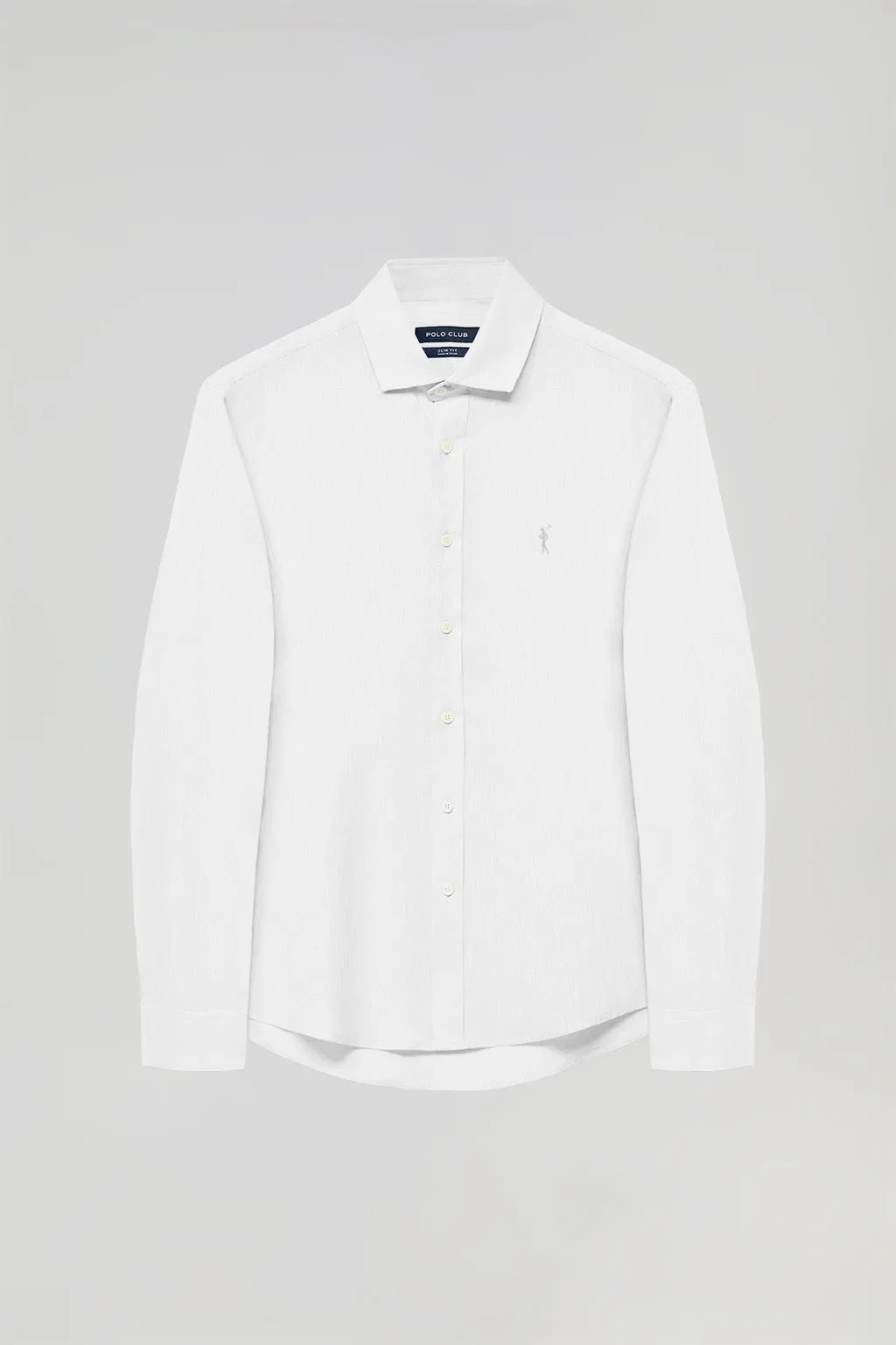 Camisa de lino y algodón slim blanca con logo Rigby Go