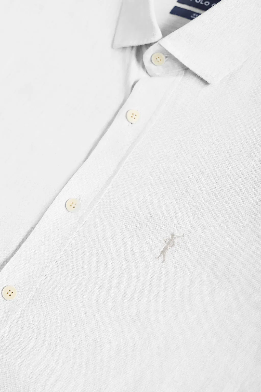 Camisa de lino y algodón slim blanca con logo Rigby Go