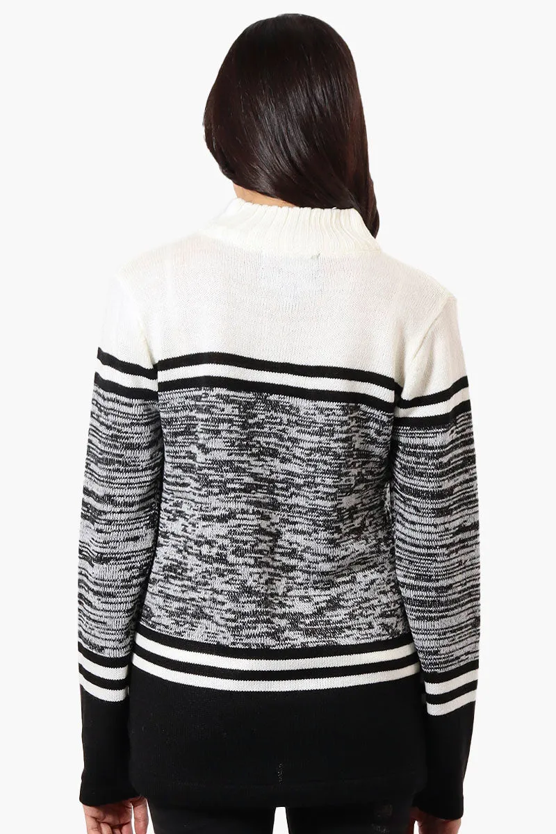Canada Weather Gear Patterned 1/4 Zip Pullover Sweater - White