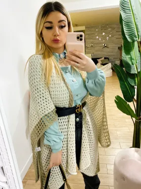 Cardigan traforato con dettagli glitter