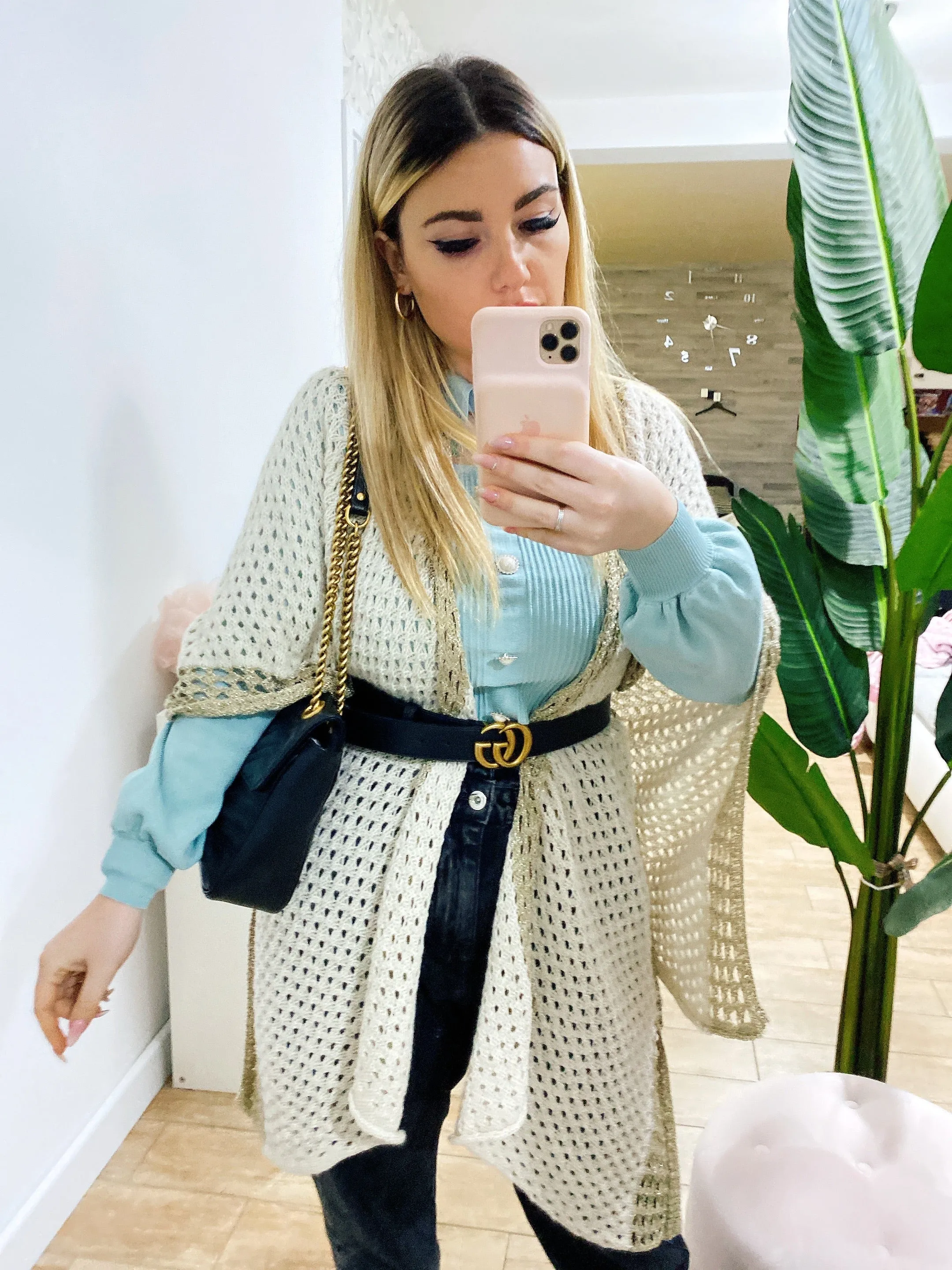 Cardigan traforato con dettagli glitter