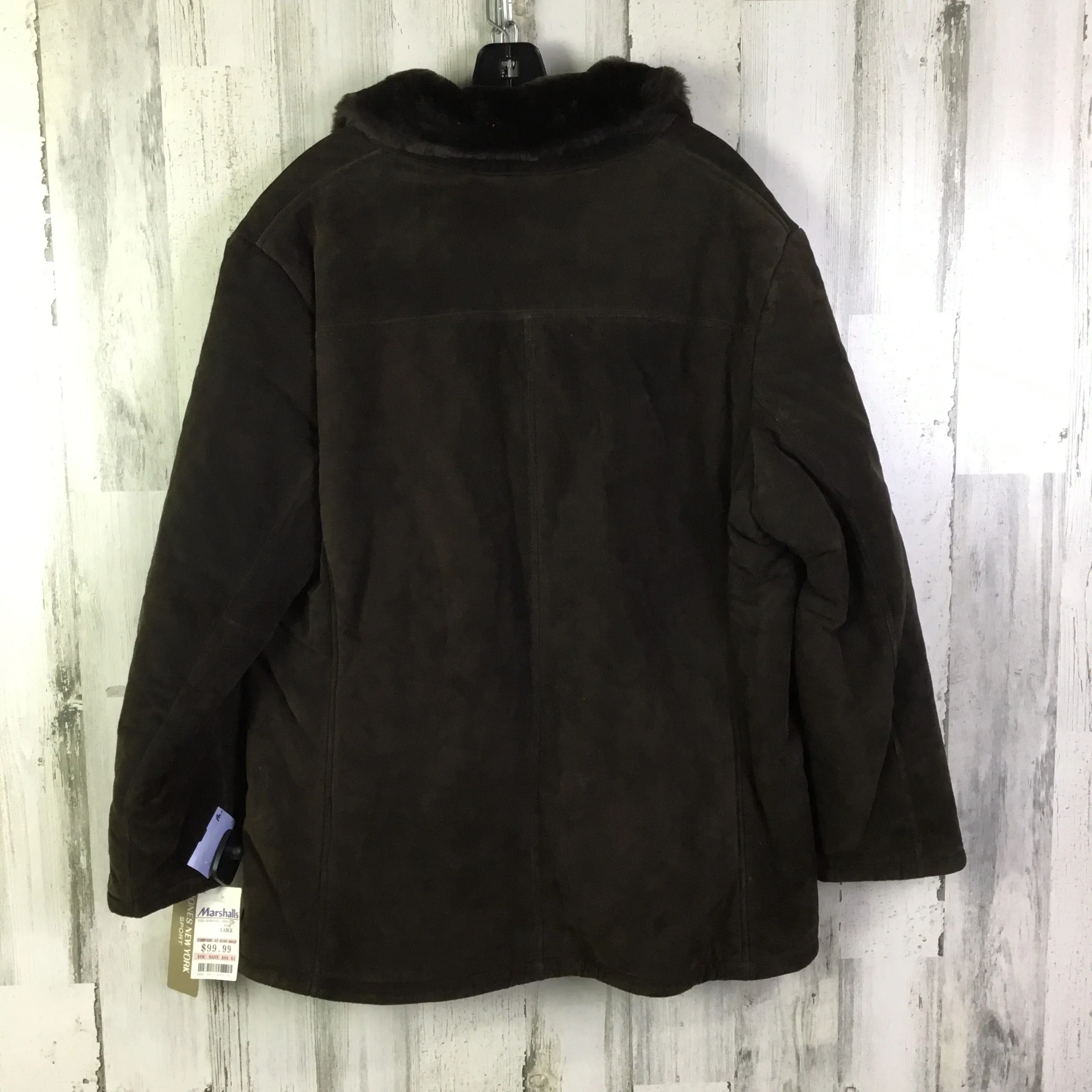 Coat Faux Fur & Sherpa By Jones New York In Brown, Size: L