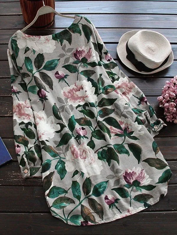 Cotton and Linen Boho Tunic Dress, Bohemian Dress