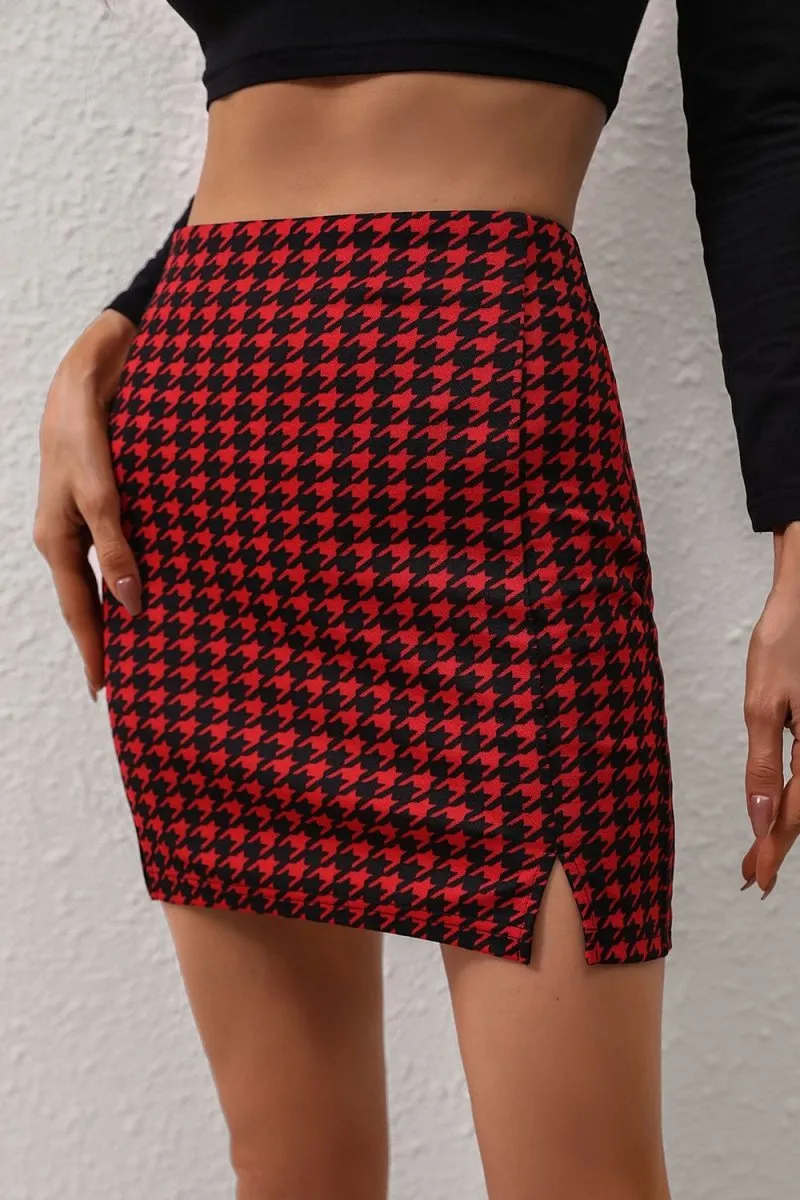 Crimson Red Plaid Mini Skirt