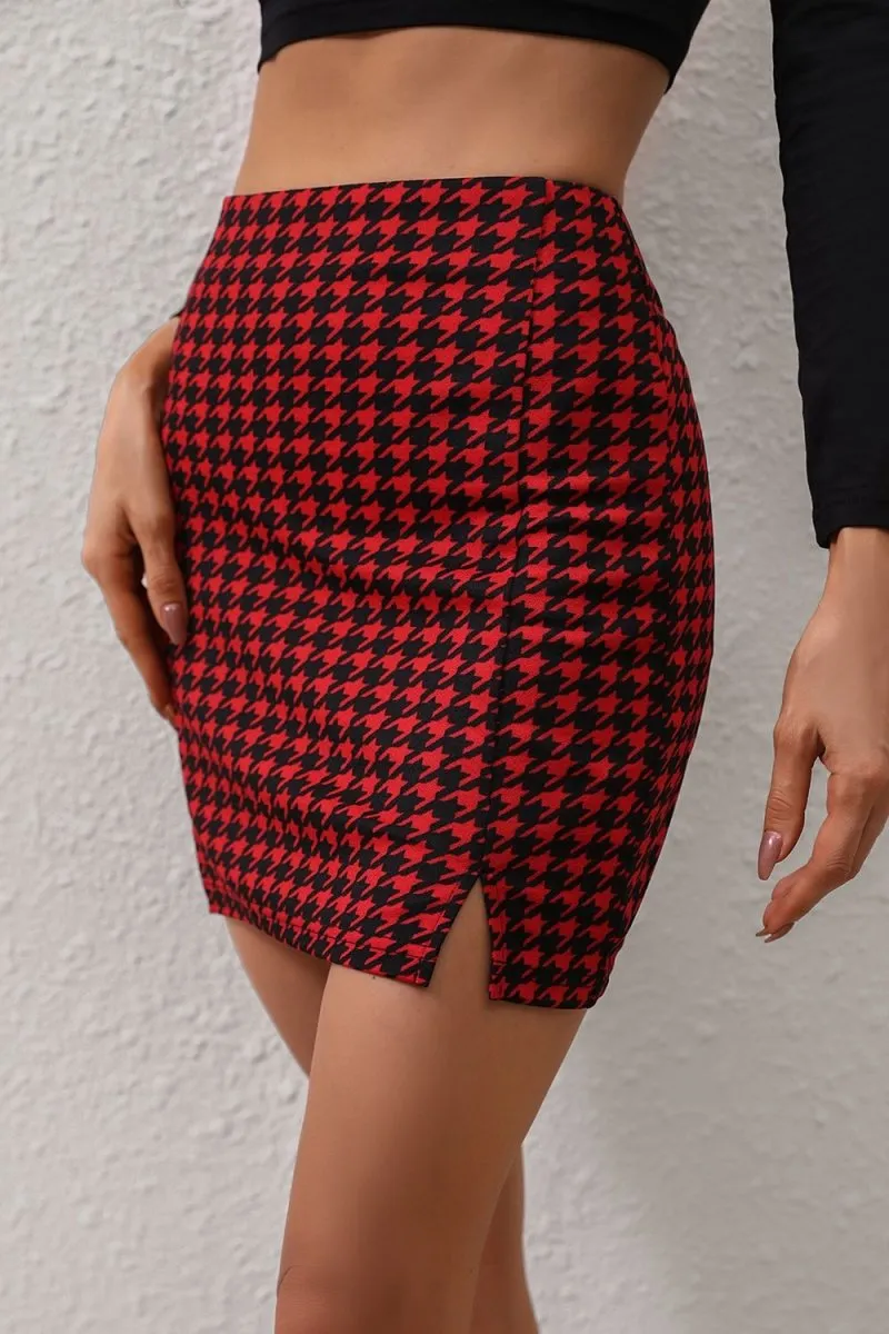 Crimson Red Plaid Mini Skirt