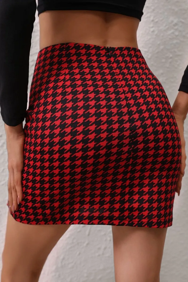 Crimson Red Plaid Mini Skirt