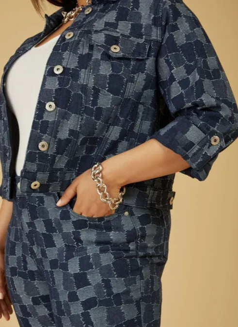 Cuffed Patchwork Slim Jean Jacket