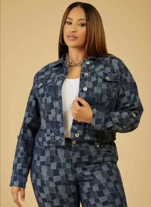 Cuffed Patchwork Slim Jean Jacket