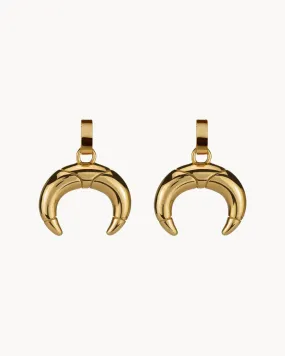 Dainty Crescent Horn Earring Pendants, Gold