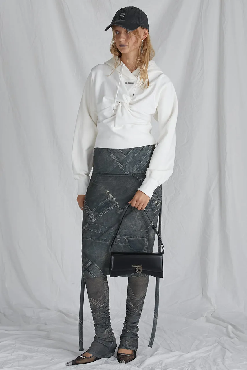 Denim Printed Skirt Layered Leggings - SALE