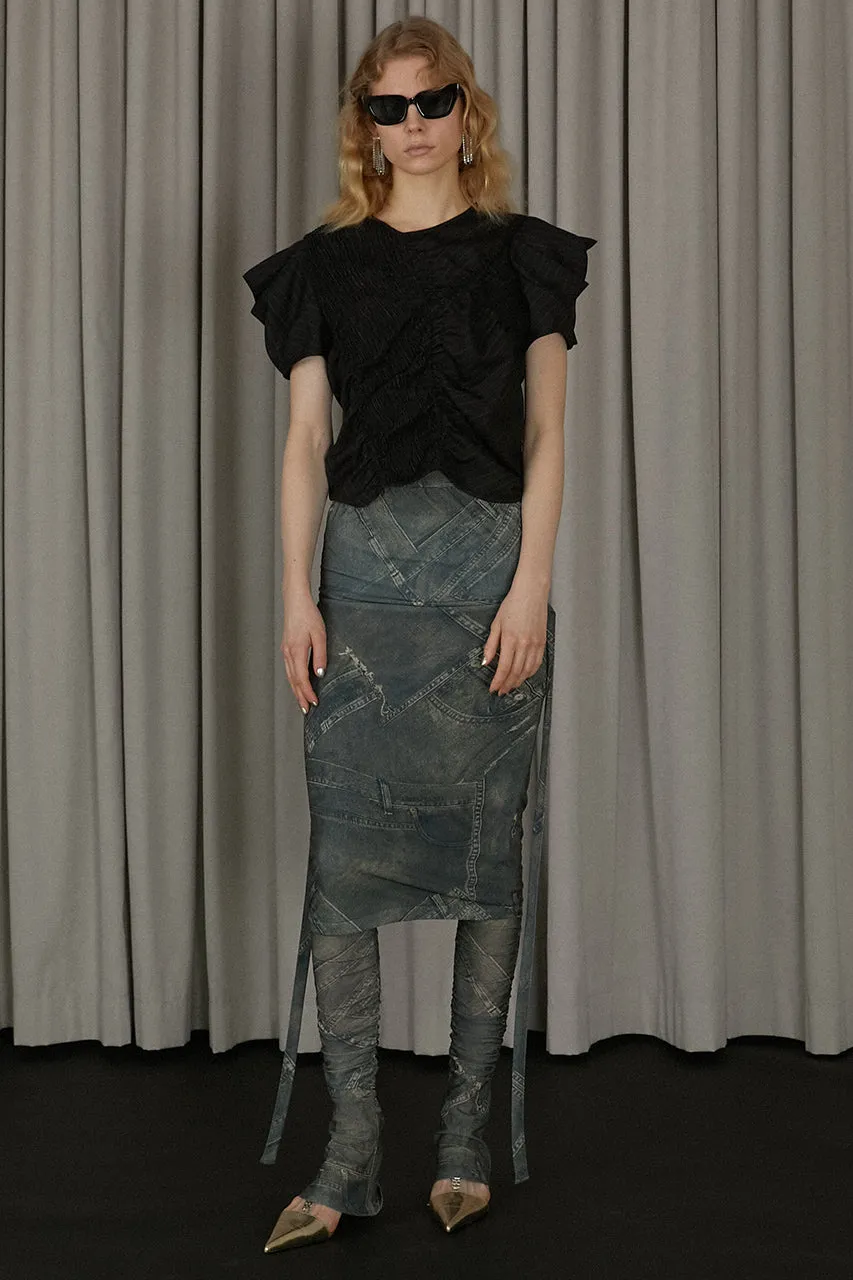 Denim Printed Skirt Layered Leggings - SALE
