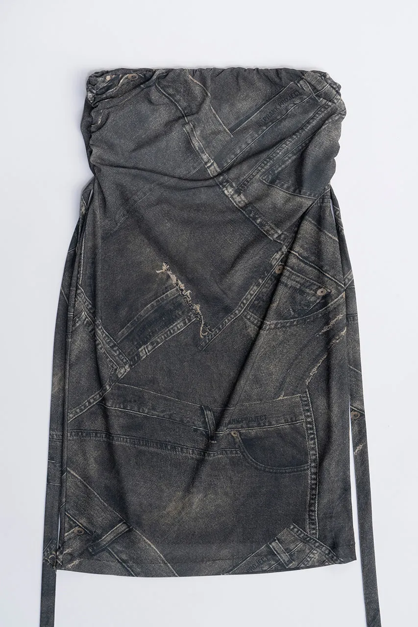 Denim Printed Skirt Layered Leggings - SALE