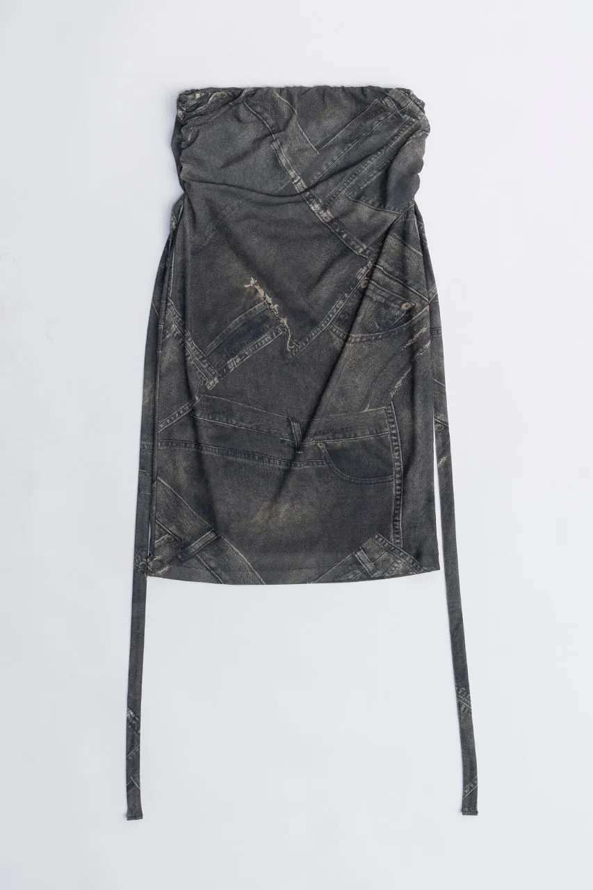 Denim Printed Skirt Layered Leggings - SALE