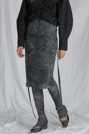 Denim Printed Skirt Layered Leggings - SALE