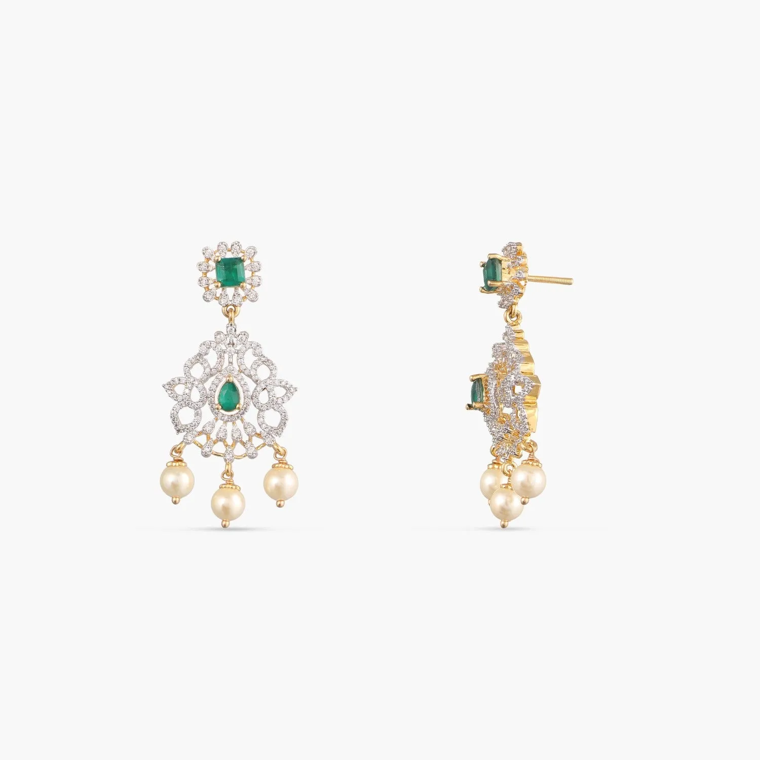 Dhanvi CZ Silver Necklace Set