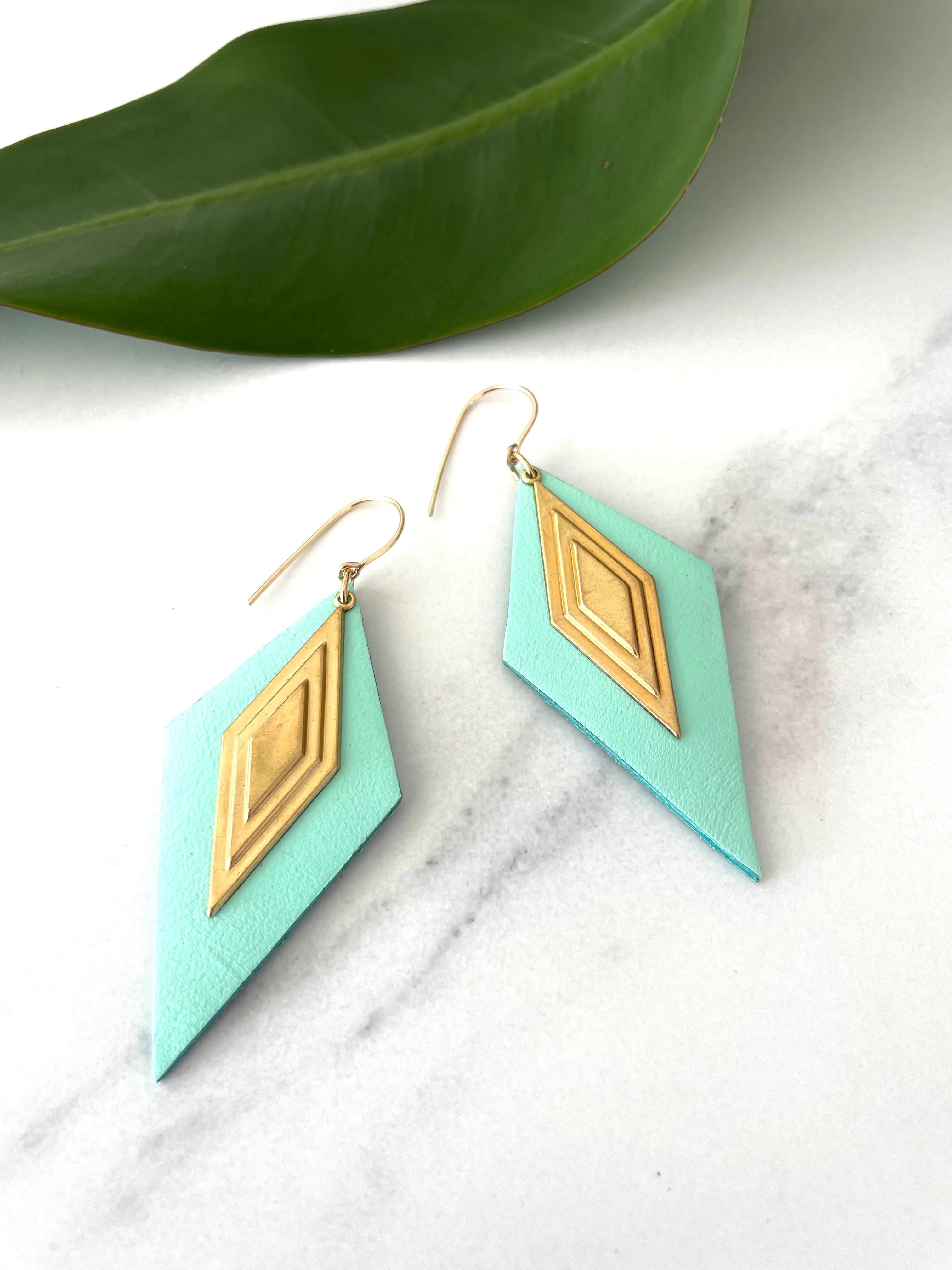 Diamond Stack Earrings -Mint