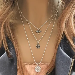 Dragonfly Layered Necklace Set