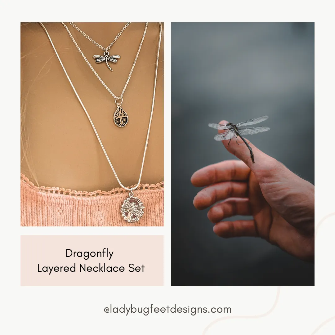 Dragonfly Layered Necklace Set