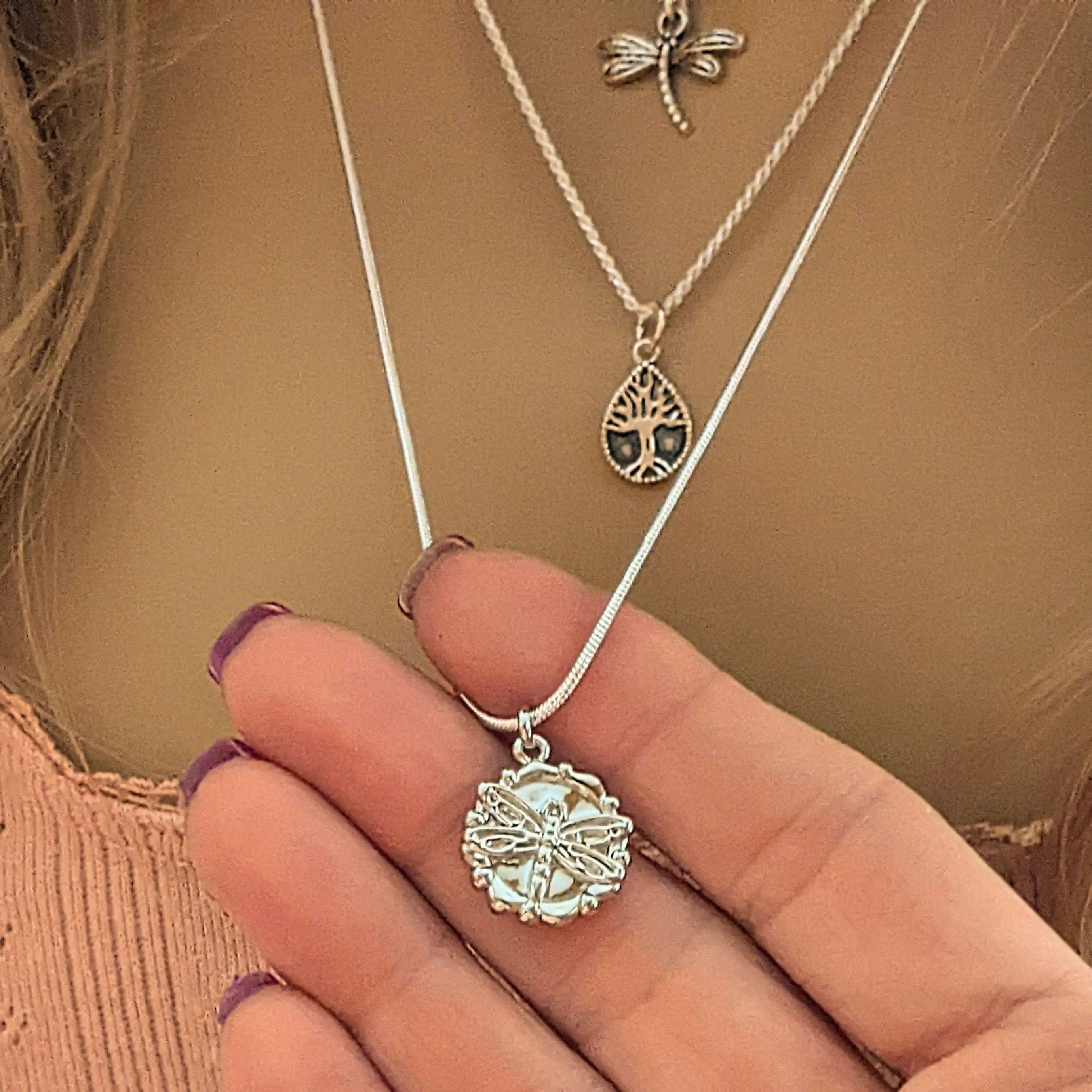 Dragonfly Layered Necklace Set