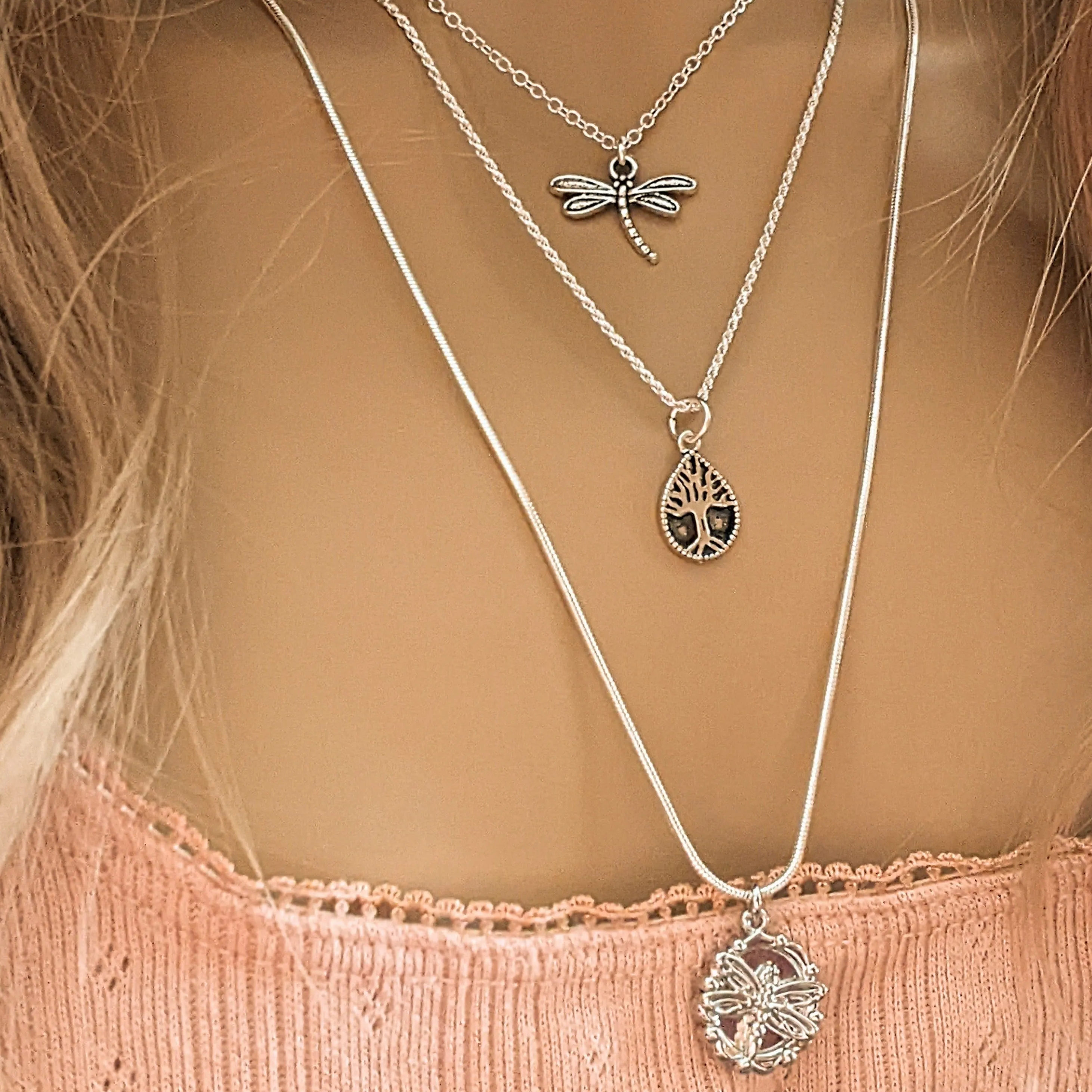 Dragonfly Layered Necklace Set