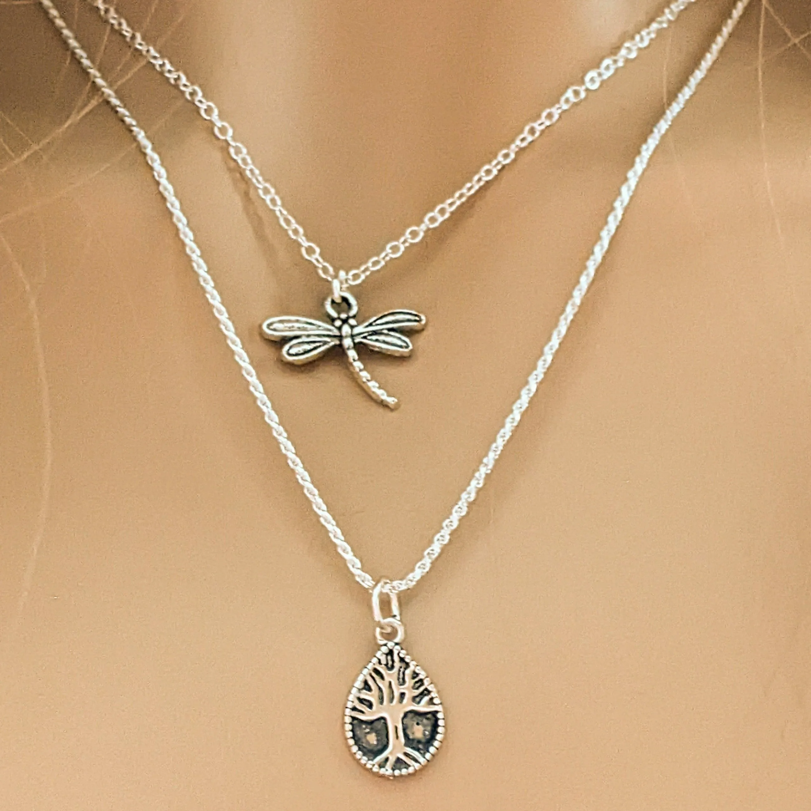 Dragonfly Layered Necklace Set