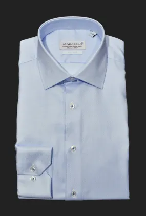 DS100B Blue Fine Piquet Dress Shirt