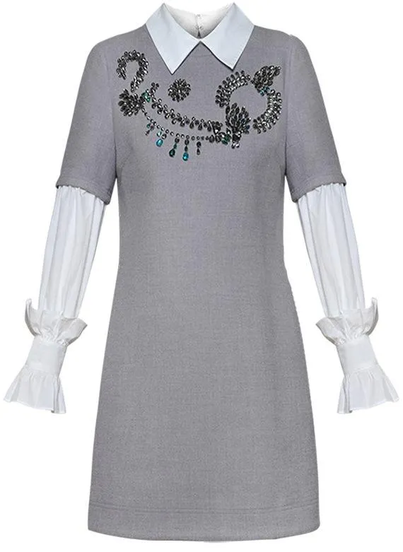 Embellished Wool Shirt-Dress