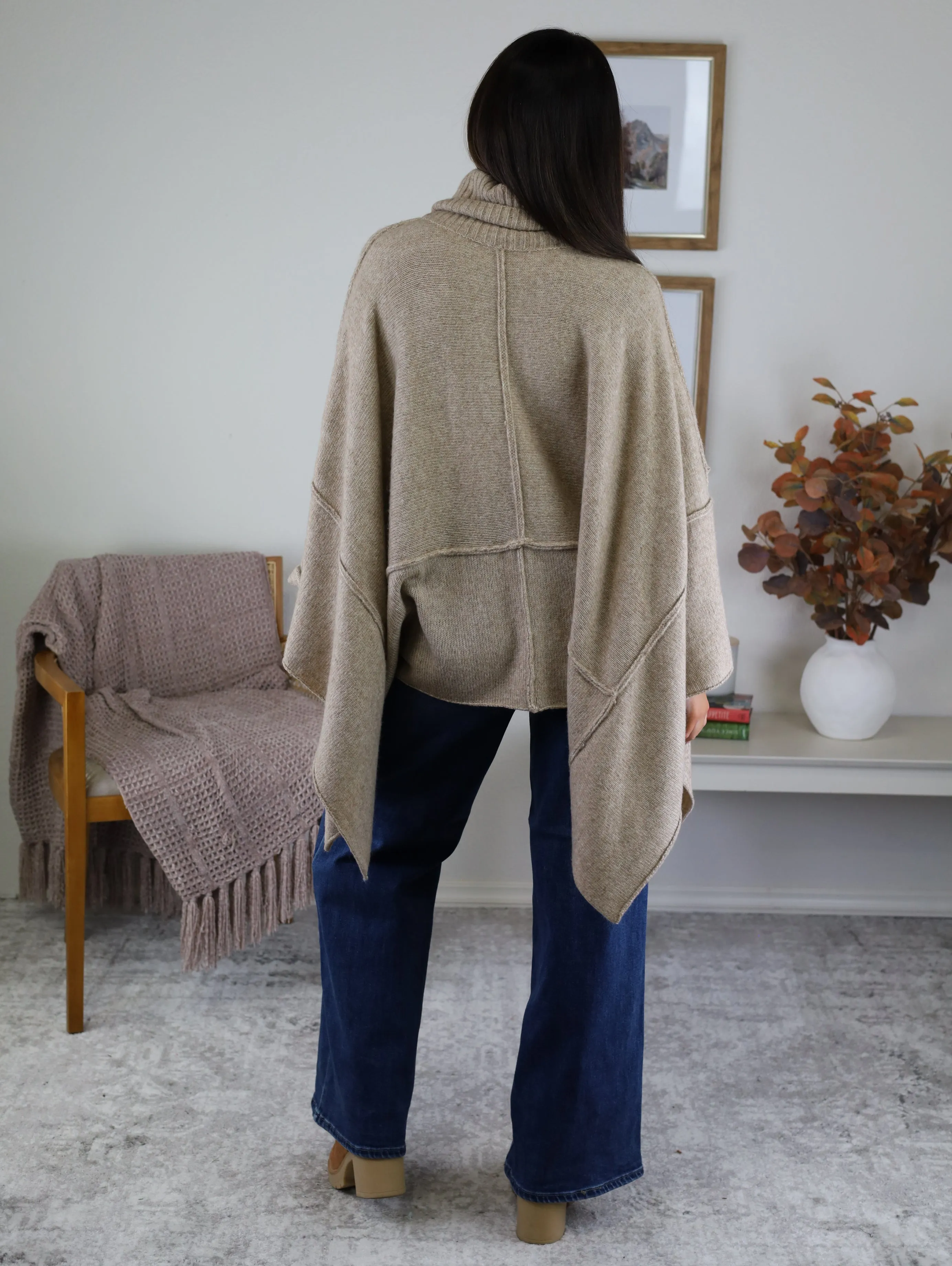 Estelle Poncho Turtle Neck Sweater - Sale