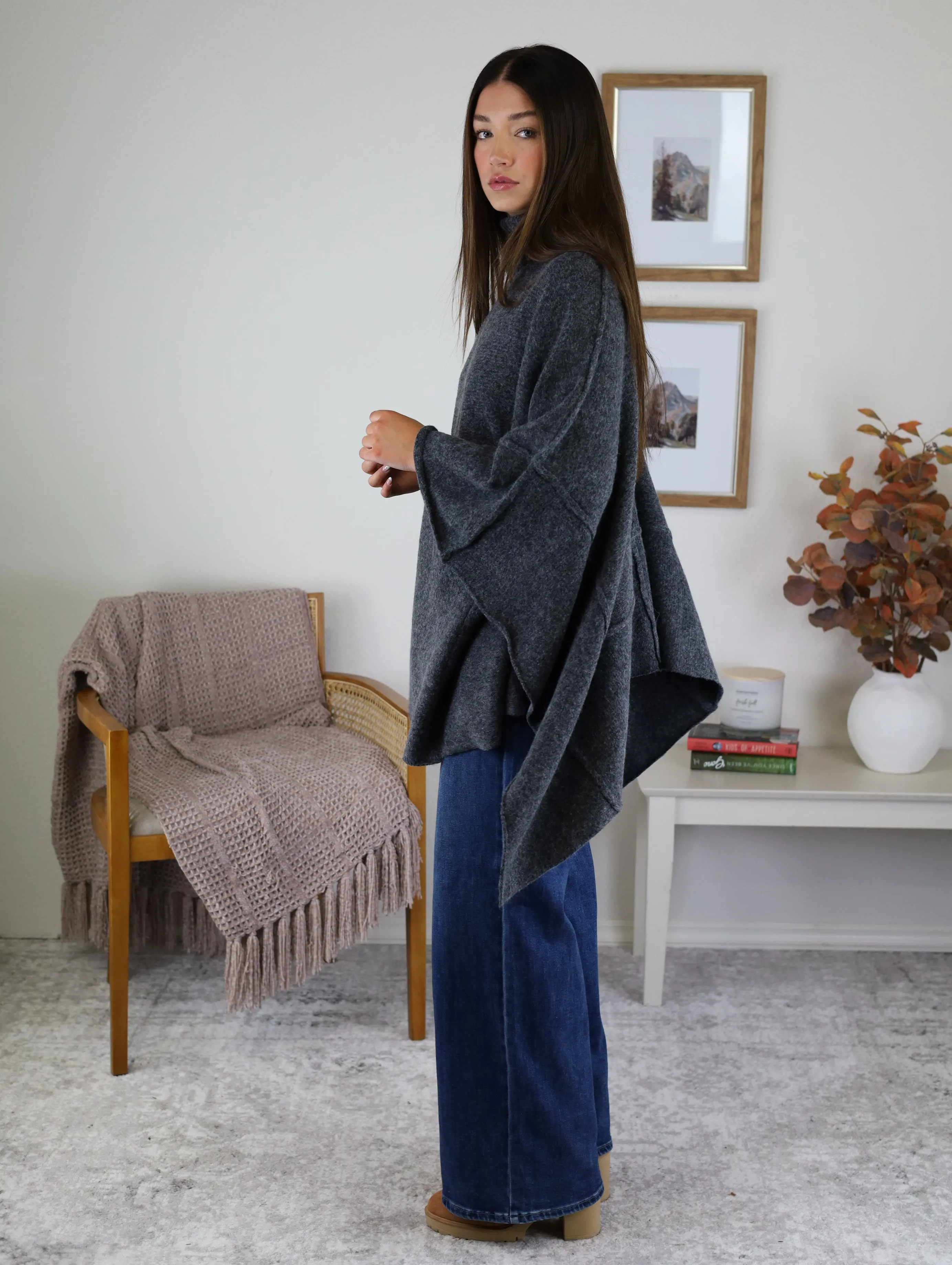 Estelle Poncho Turtle Neck Sweater - Sale