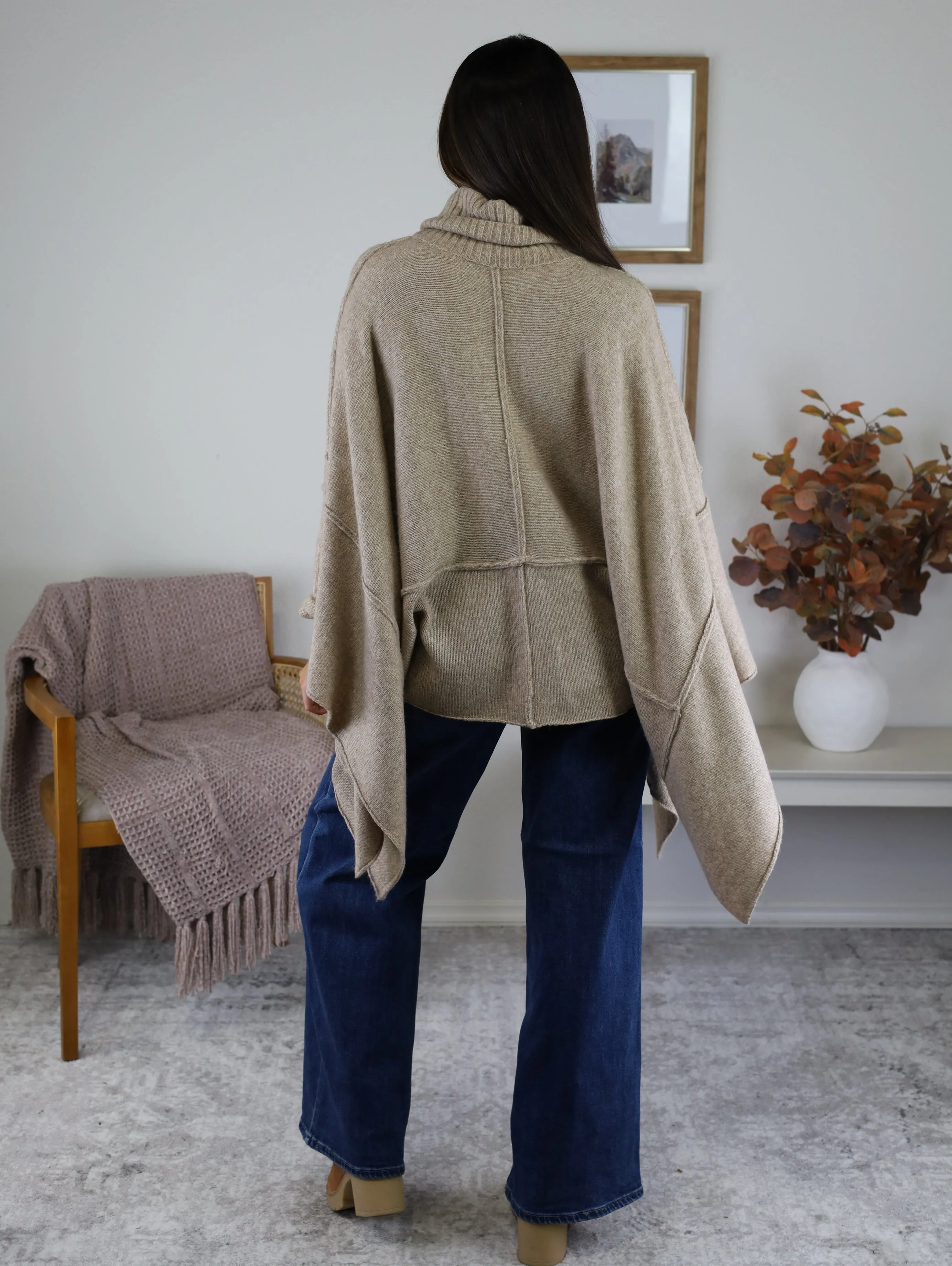 Estelle Poncho Turtle Neck Sweater - Sale