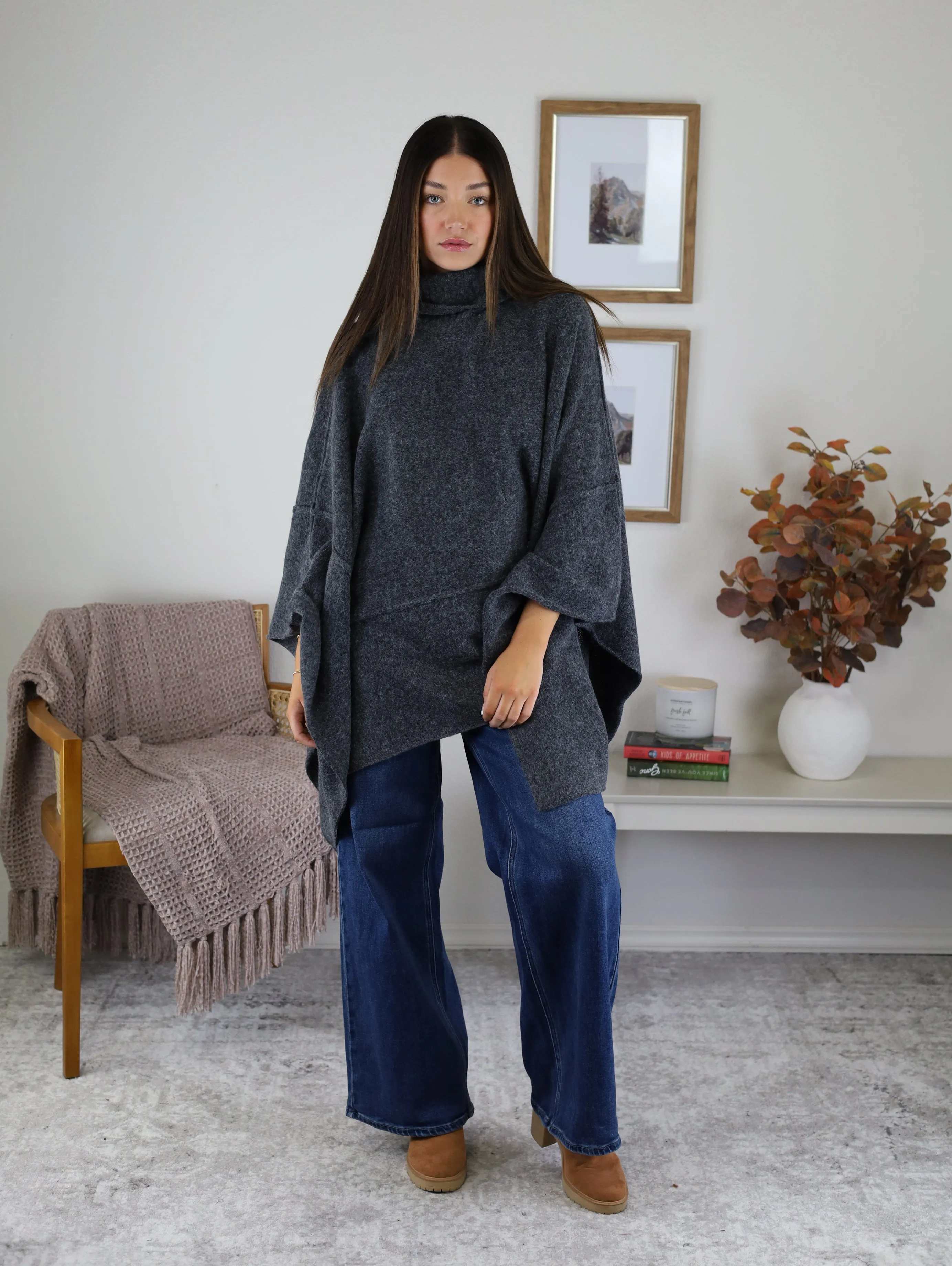 Estelle Poncho Turtle Neck Sweater - Sale