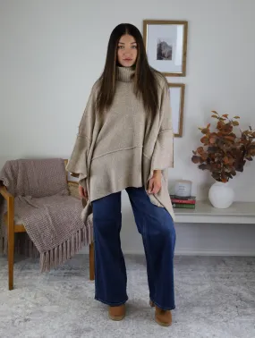 Estelle Poncho Turtle Neck Sweater - Sale