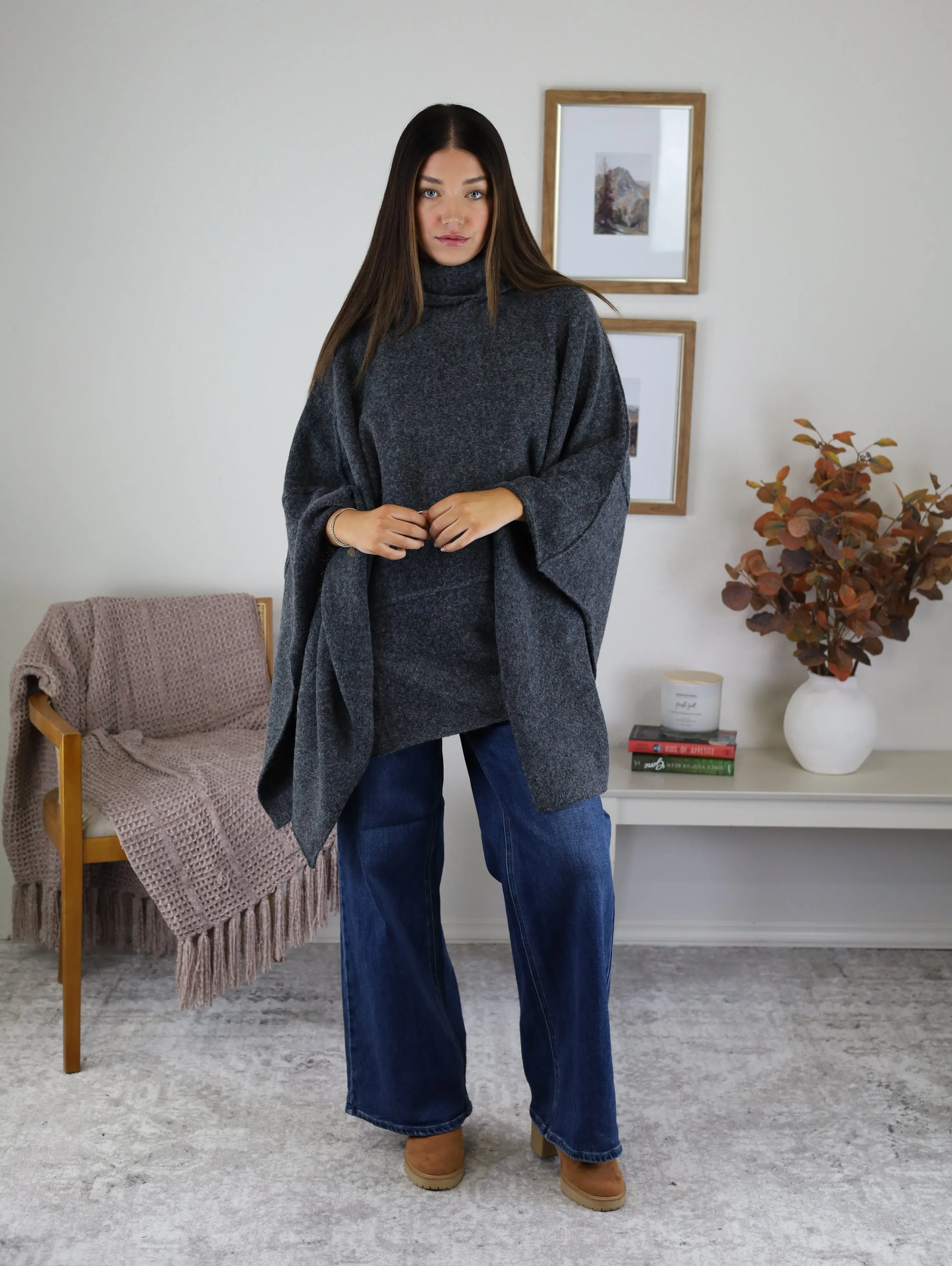 Estelle Poncho Turtle Neck Sweater - Sale